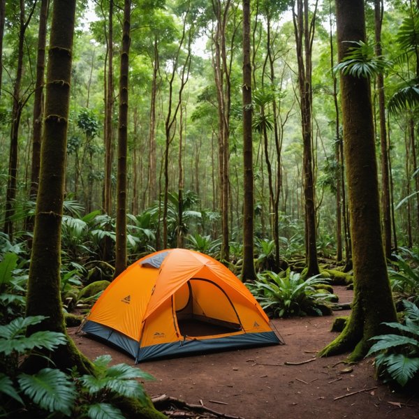 Quels sont les équipements nécessaires pour un camping en région de forêts subtropicales?